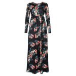 فستان صيفي جميل بأكمام متوسطة الطول وزركشات الزهور